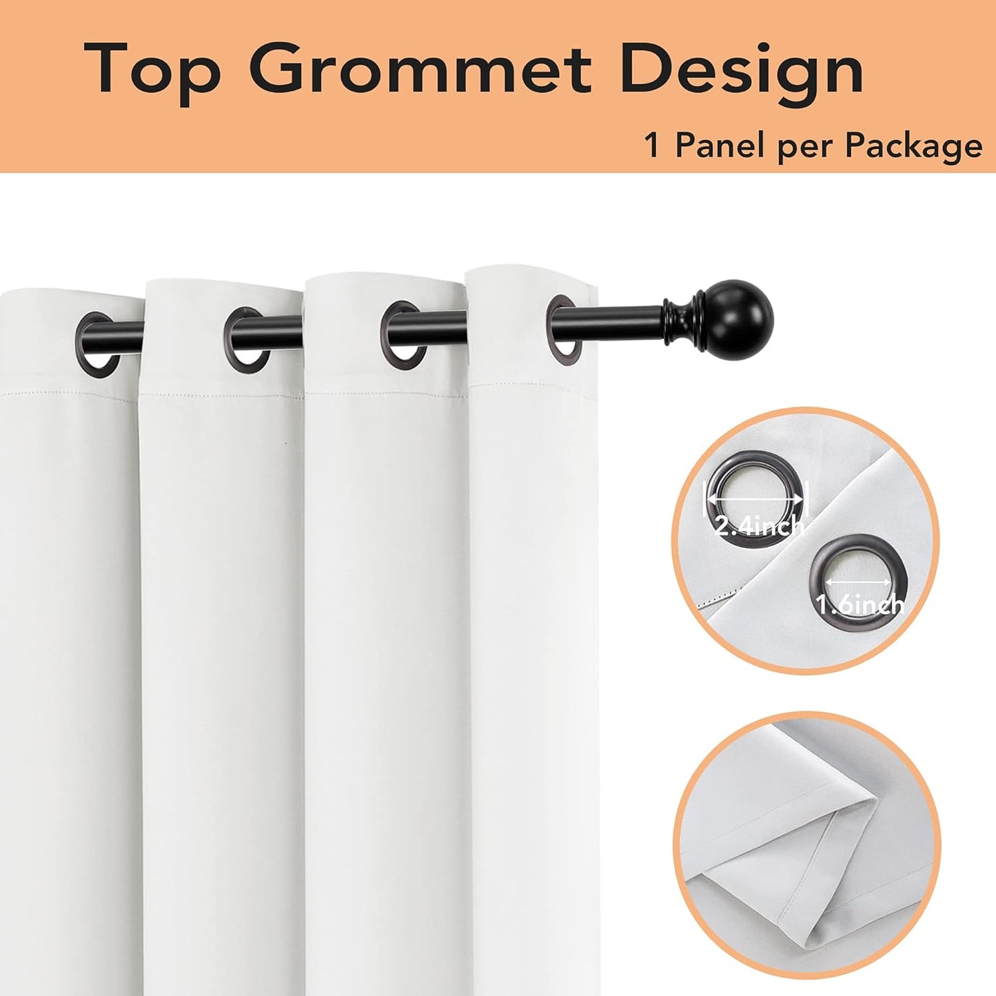 BONZER Room Divider Curtain Screen Partitions Total Privacy Wall Wide Blackout Curtains for Shared Room, 108L x 70W Inch (9L x 5.8W ft), 1 Panel, Greyish White