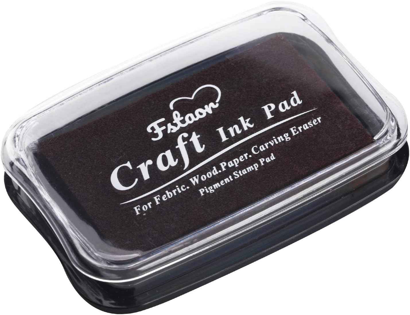 Fstaor Large Brown Ink Pad for Rubber Stamps, 4 × 2.6 inch Non-Toxic Washable Safe Stamp Pads for Kids, Ink Pads Permanent for Paper Wood Fabric