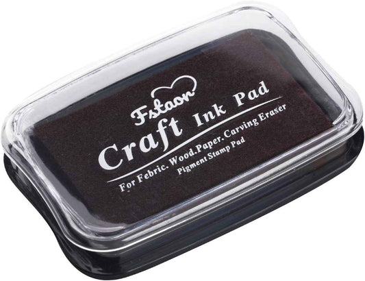 Fstaor Large Brown Ink Pad for Rubber Stamps, 4 × 2.6 inch Non-Toxic Washable Safe Stamp Pads for Kids, Ink Pads Permanent for Paper Wood Fabric