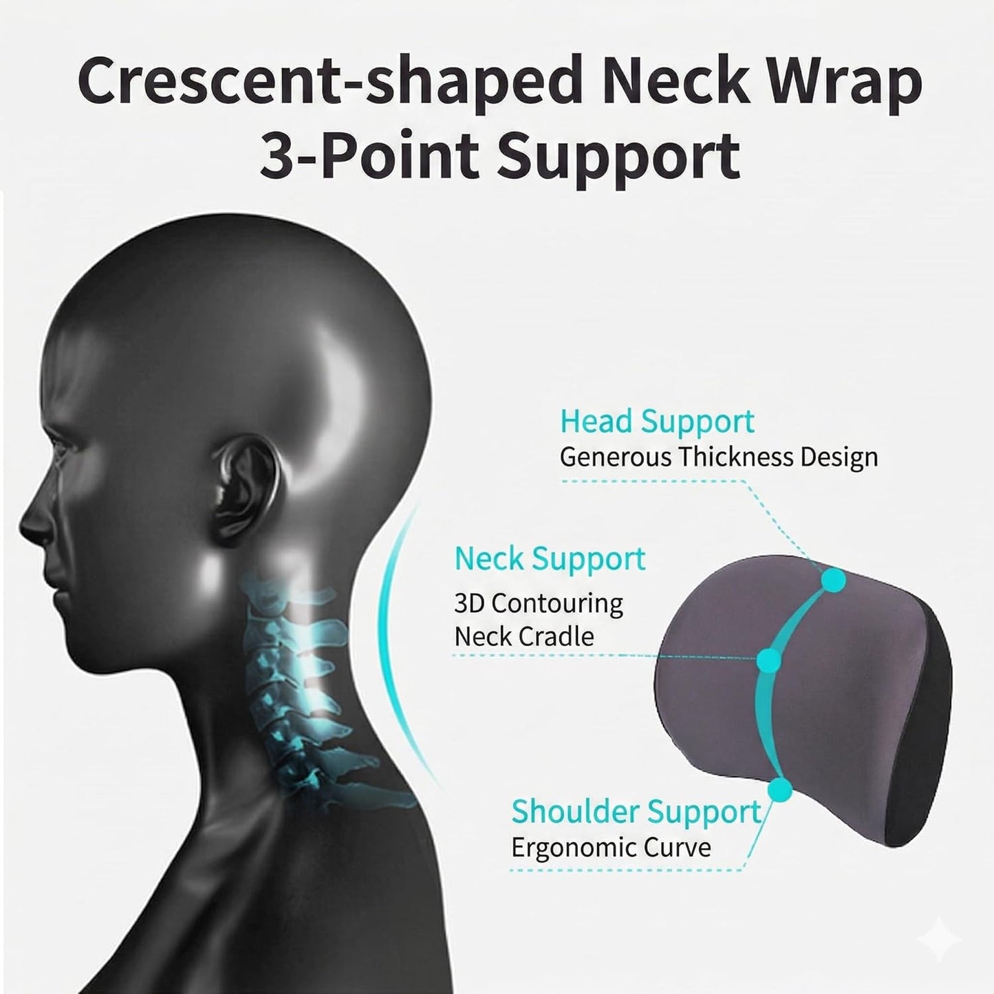 Truck Seat Cushion and Headrest 2 in 1 Set for Truck Drivers Coccyx Sciatica Pain Relief with Adjustable Strap Washable Non Slip Memory Foam Ergonomic Cushion for Back Support Long Driving Semi Truck