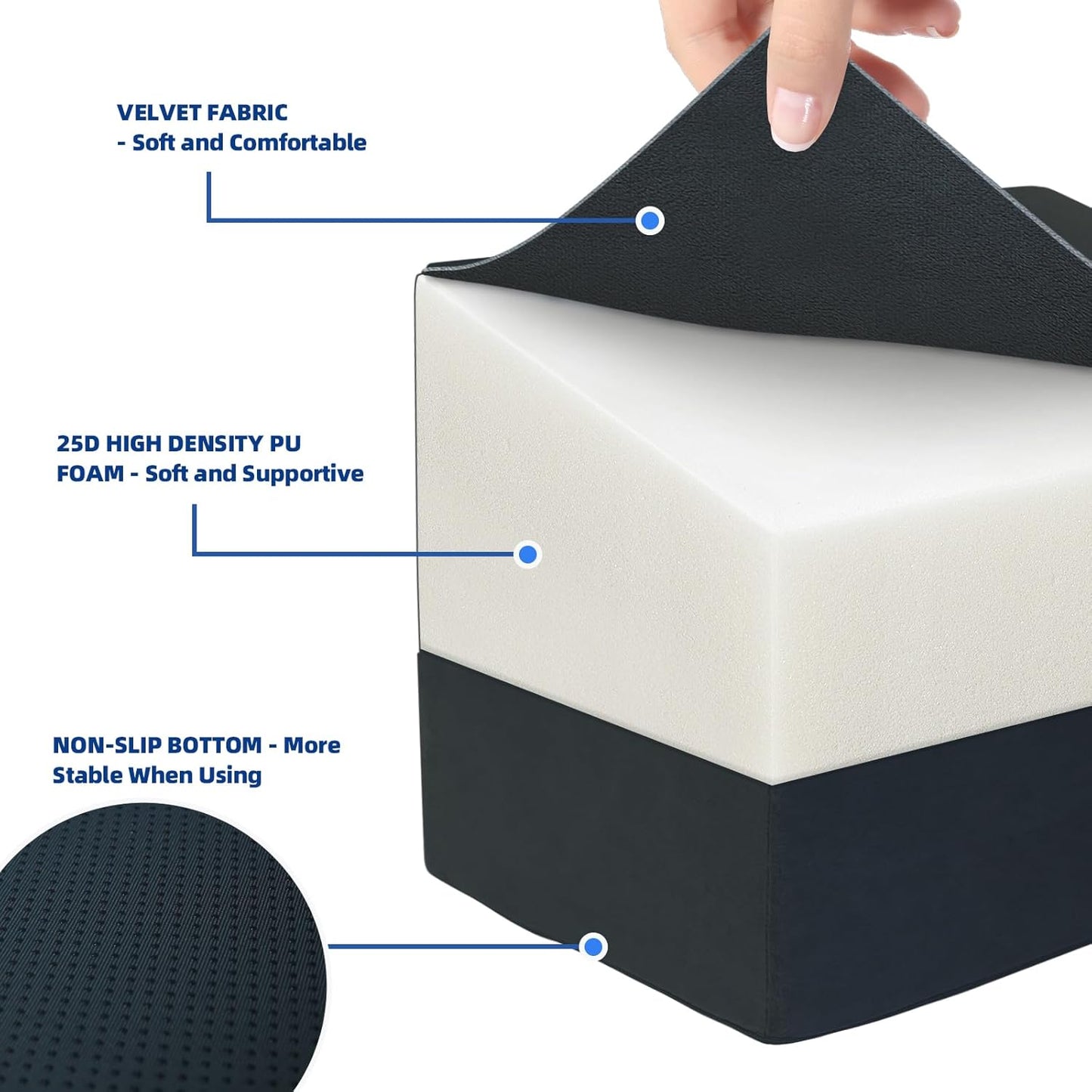 Adjustable Foot Rest for Under Desk at Work - 3-in-1 Ergonomic Foot Stool with Zipper Connection, 6.3"/11.8"/16" Height Adjustable for Office, Home & Gaming (Black)