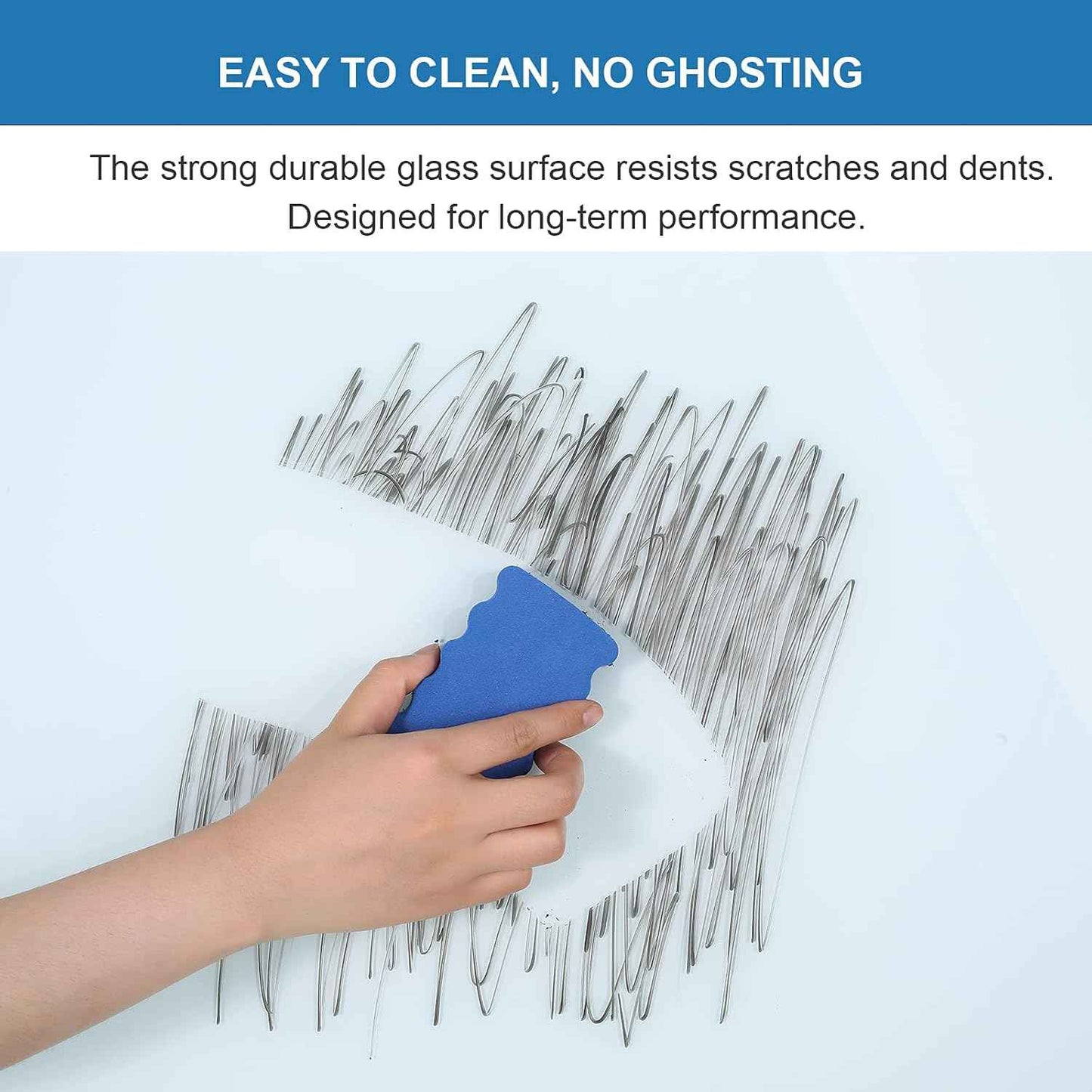 Dex Board 72" x 48" Large Glass Whiteboard 6' x 4' Frameless Tempered Glass Dry Erase Board with Marker Tray for Interactive Office, Wall Mounted Frosted Glass Whiteboard
