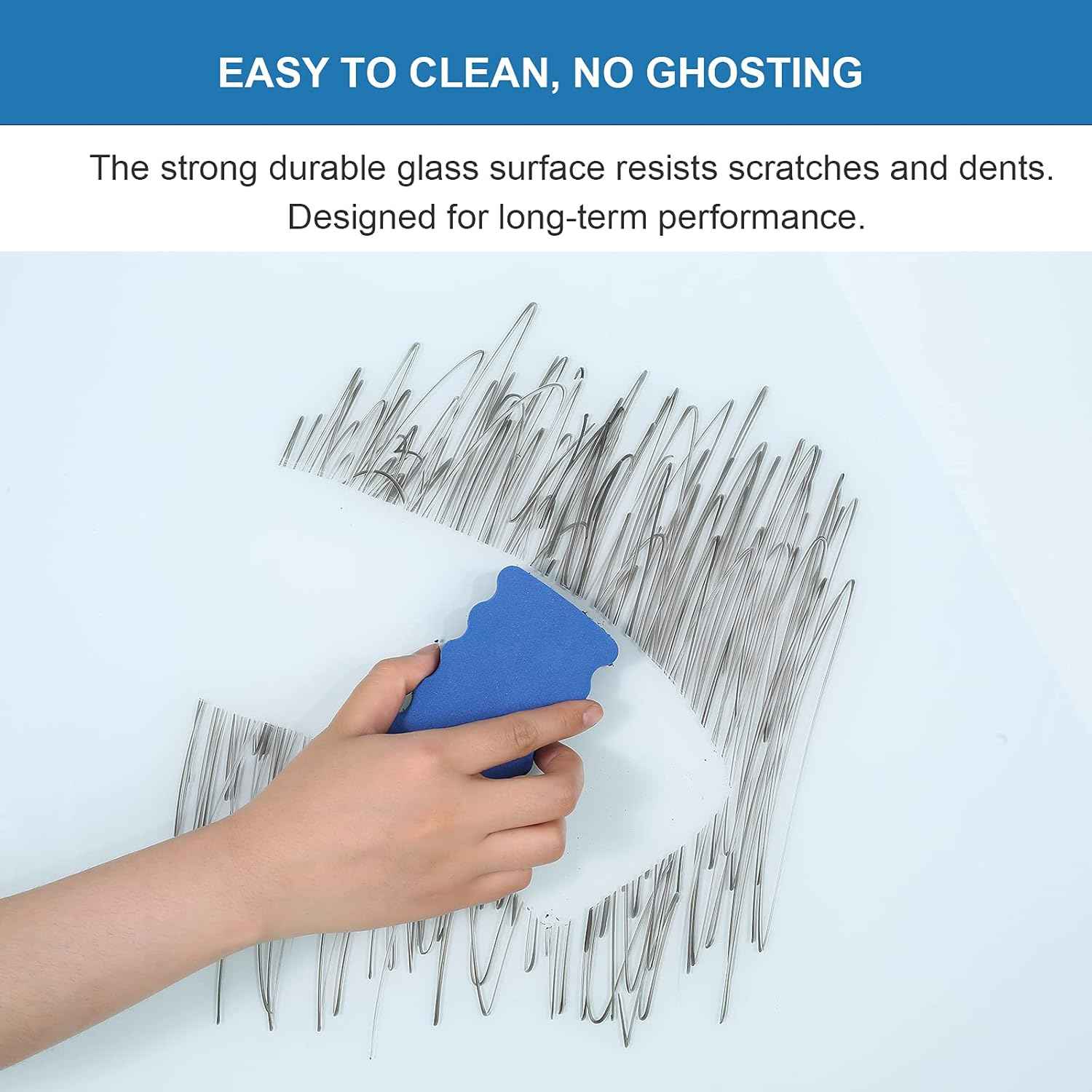 Dex Board 72" x 48" Large Glass Whiteboard 6' x 4' Frameless Tempered Glass Dry Erase Board with Marker Tray for Interactive Office, Wall Mounted Frosted Glass Whiteboard