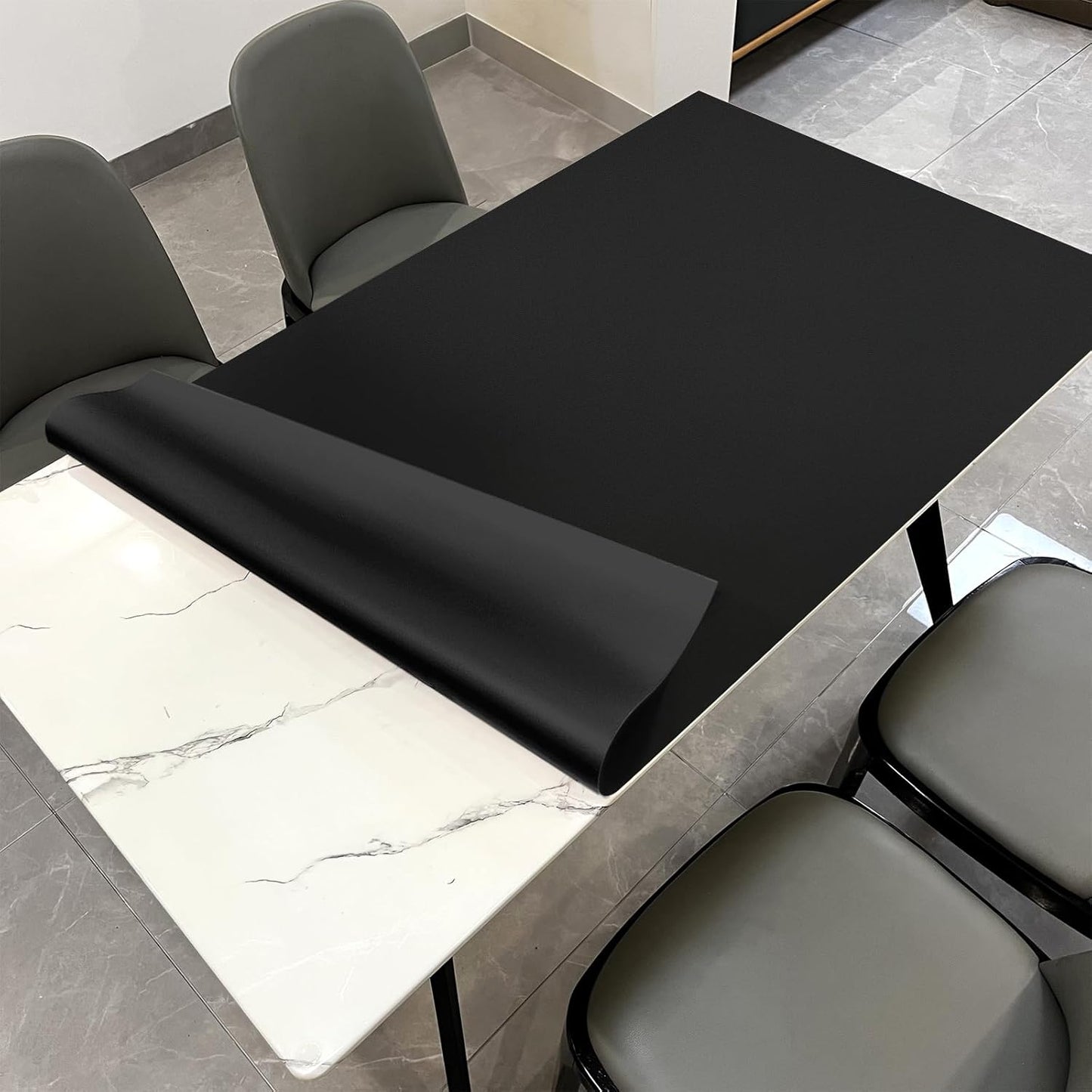 Leather Table Cover,1.8mm Thick,42x60 Inch Table Protector,Table Protector for Dining Room Table,Dining Table Cover,Table Cover Protector,Dining Table Pads(Black+Black,42x60)
