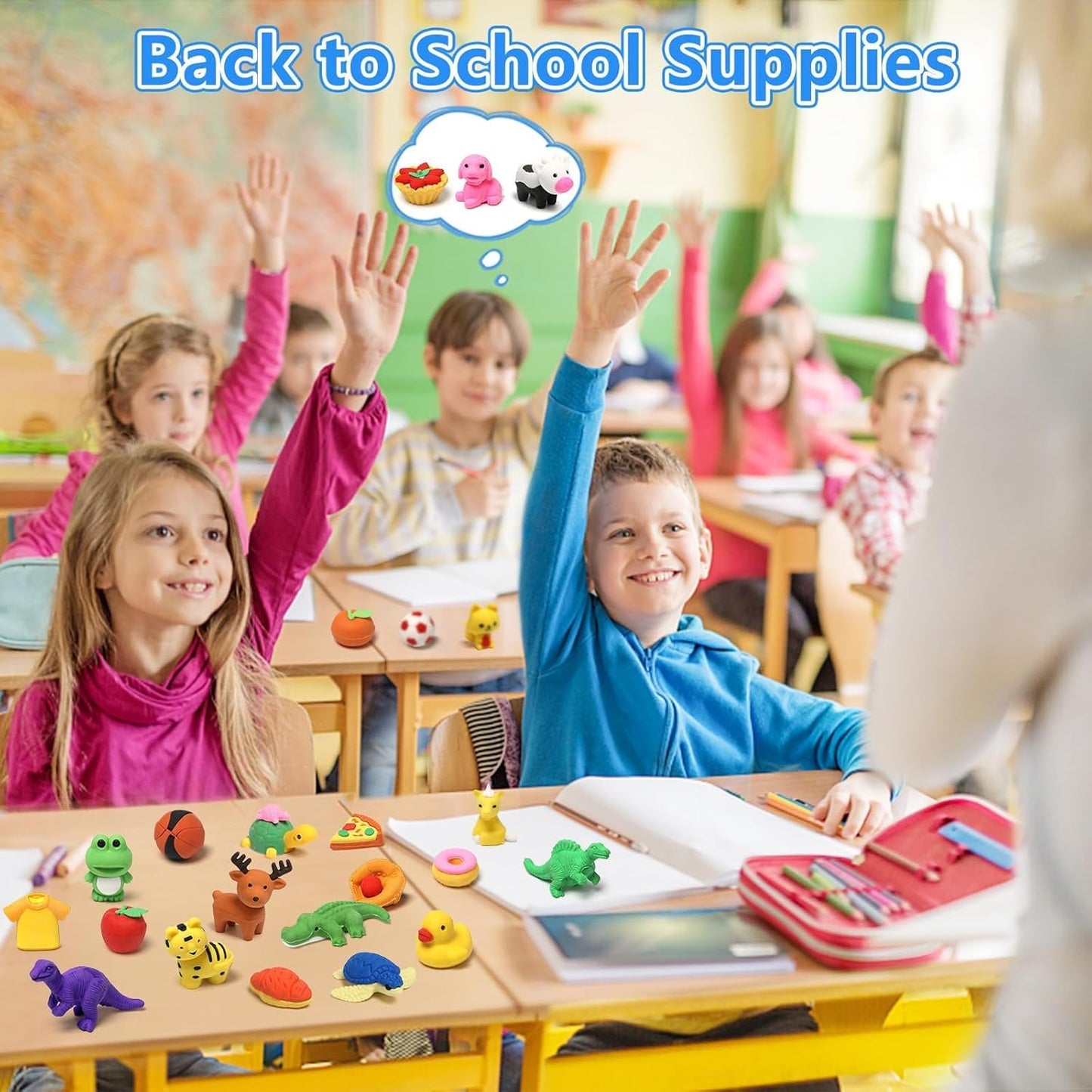 HINZER 100 Pack Animal Erasers for Kids Bulk Pull Apart 3D Puzzle Erasers Classroom Rewards and Prizes Class Treasure Box Kids Party Favors Back to School Supplies