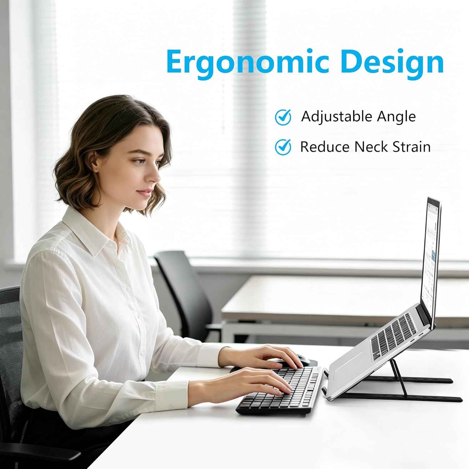Laptop Stand for Desk, Adjustable 7-Level Aluminum Riser, Ergonomic Notebook Holder, Portable Foldable Laptop Stands Travel for 10-17” Laptops, MacBook, Notebook (Black)