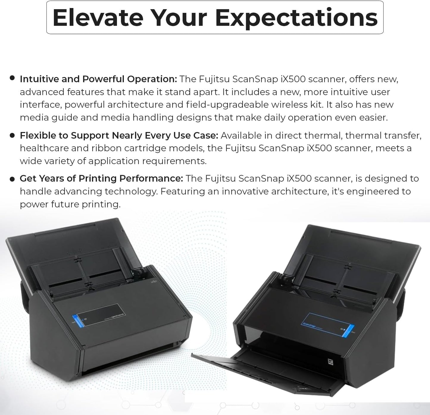 IX500 Scansnap Receipt Scanner - 1 Year Warranty, USB High Speed Cloud Enabled Document & Photo Scanner for Mac & PC - ADF with Duplex Scanning w/ 16V, USB 3.0 Cable, Cloth (Renewed)