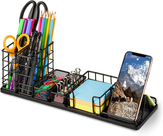 Pen Holder for Desk, Rotating Pencil Holder, Cup Holder for Desk Office, Pen Organizer in Black (Jet Black)
