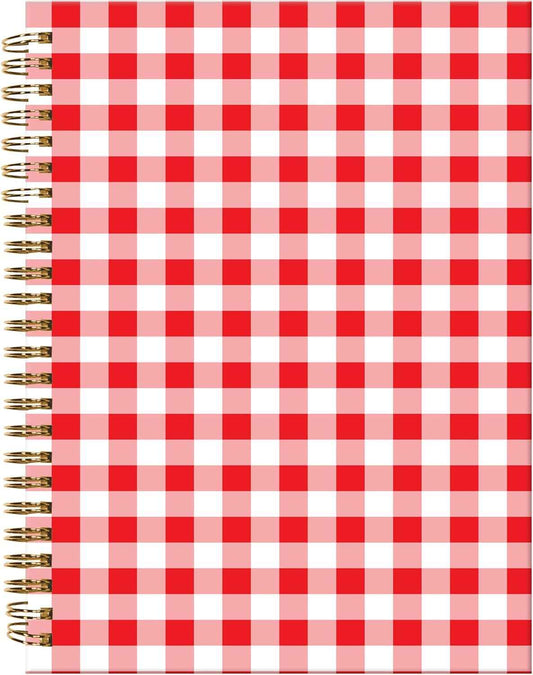 Spiral Journal Notebook,A5 Hardcover Lined Journals for Women Girl 6 x 8.3 in,120 Pages Thick Paper,Cute College Ruled Writing Notebook for Gifts Office Work School(Red White Checkered)