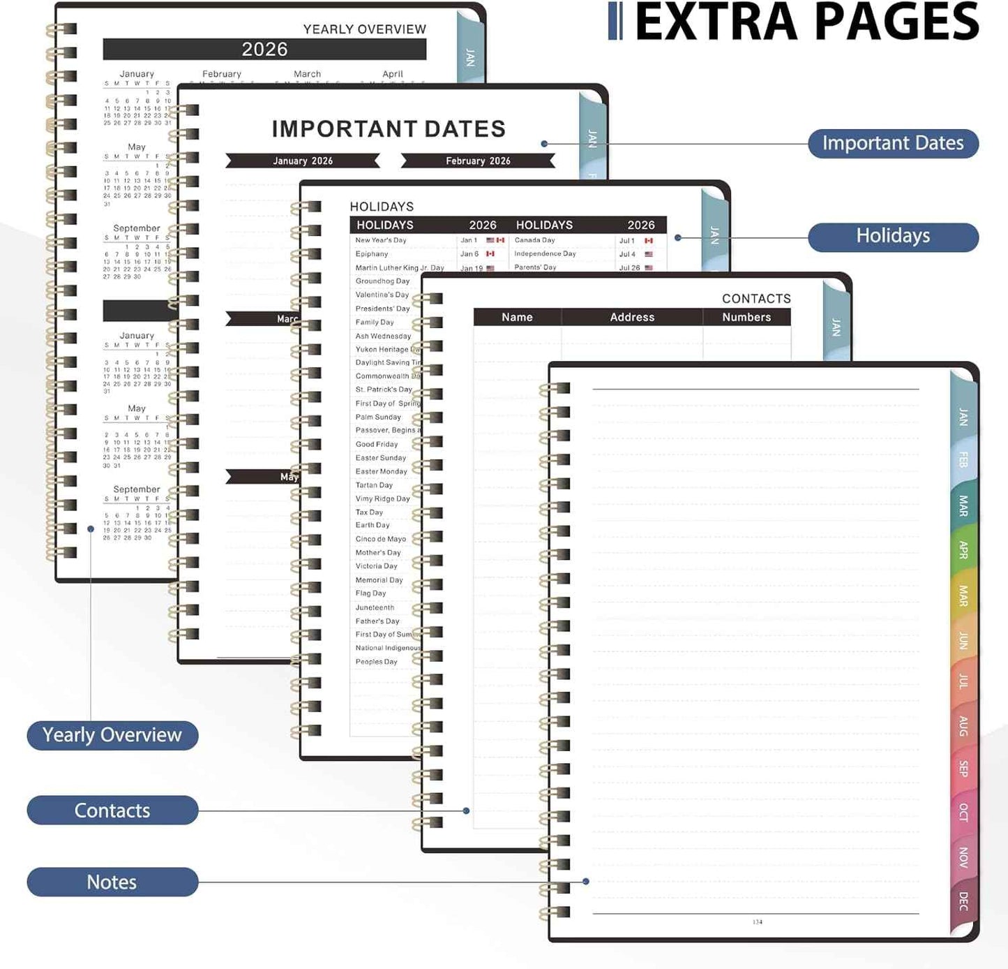 2026 Planner, 8.5" x 11" Weekly and Monthly Large Calendar Planner, Letter Size, Jan - Dec 2026, Hardcover Daily Agenda and Organizers for School Essentials & Office Supplies