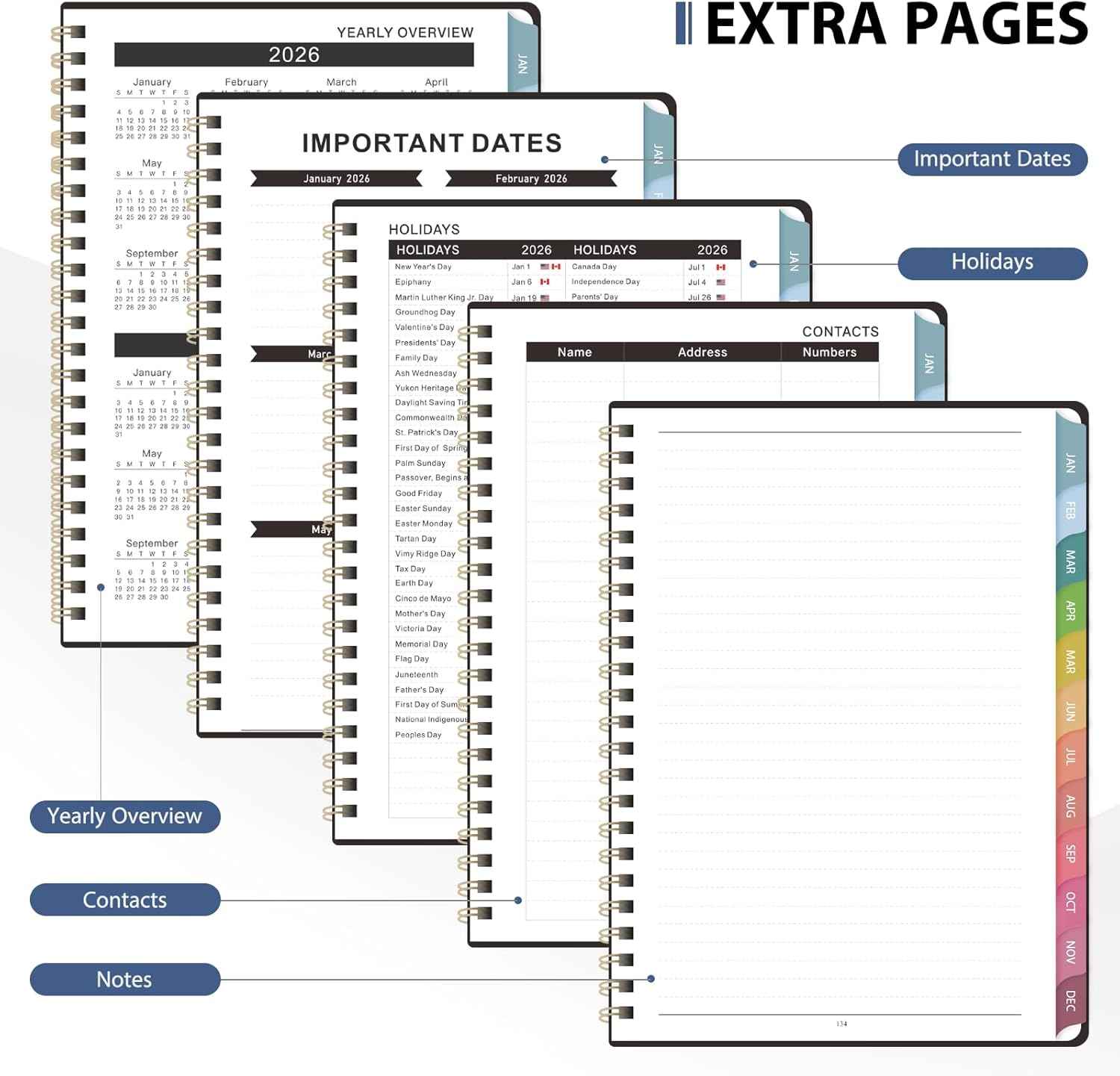 2026 Planner, 8.5" x 11" Weekly and Monthly Large Calendar Planner, Letter Size, Jan - Dec 2026, Hardcover Daily Agenda and Organizers for School Essentials & Office Supplies