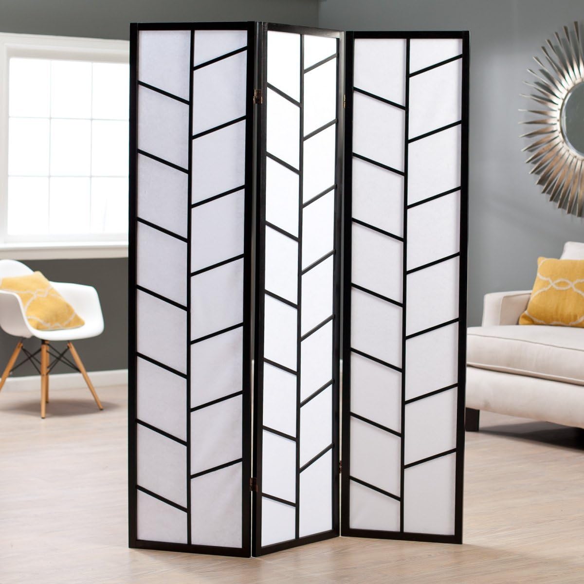 NicBex Room Divider 3 Panel Room Dividers with Heavy-Duty Rice Paper Partition Room Dividers and Folding Privacy Screens Wall Divider for Home, Office, Room Separation,51" W x 2" D x 71" H, Black - Lumora Desk