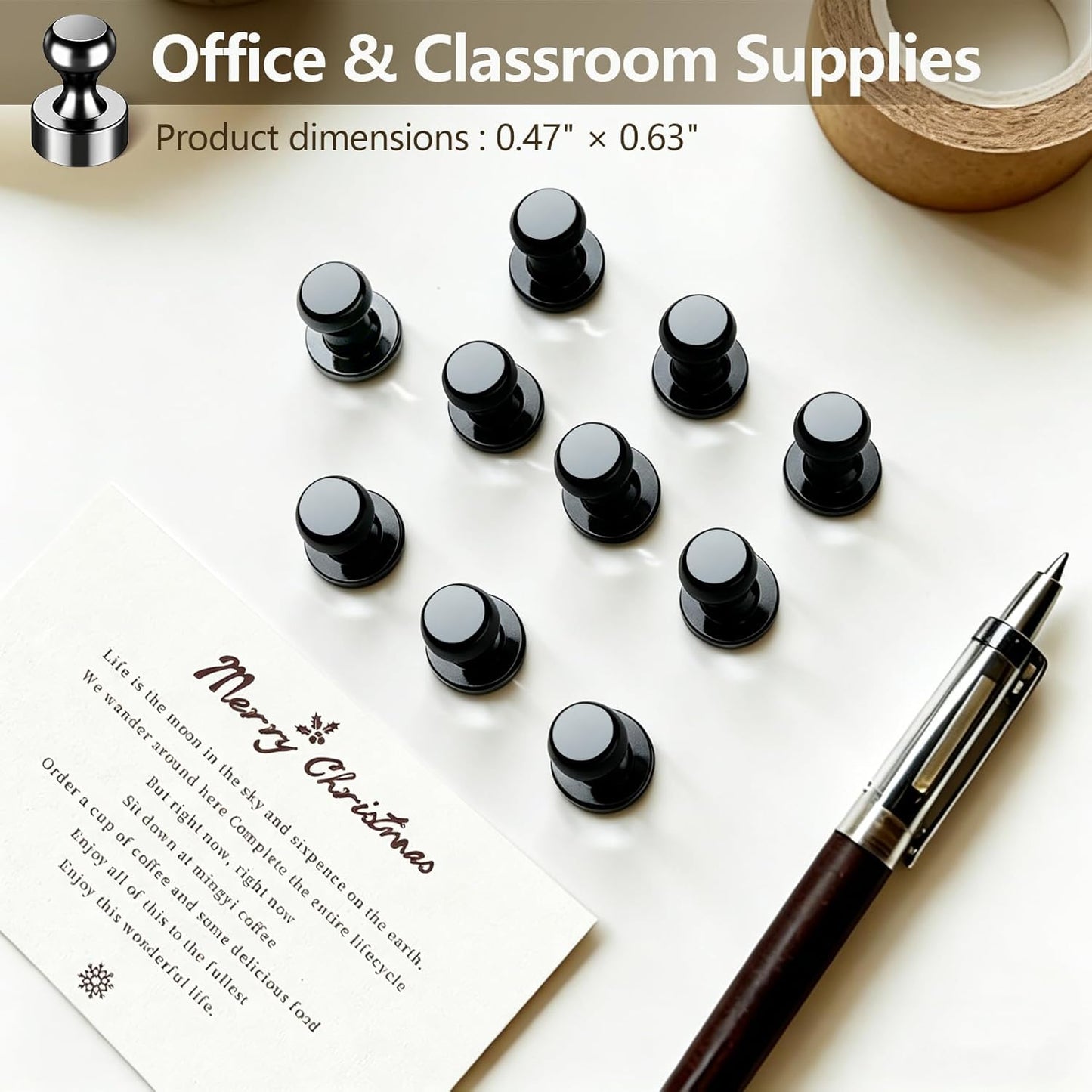 16 Pcs Fridge Magnets, Refrigerator Magnets, Small Strong Magnets, Whiteboard Magnets for Fridge, Magnetic Push Pins for Locker, Pins for Kitchen Office Accessories