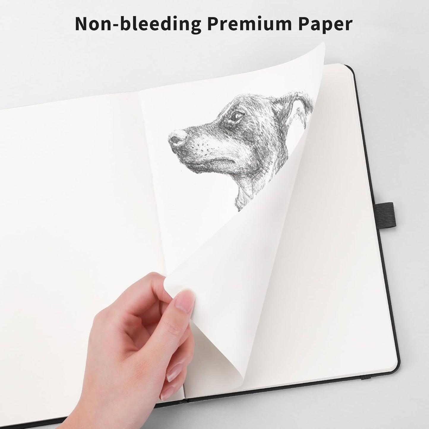 RETTACY Blank Journal Notebook, 192 Pages, A5 Medium Size (5.7'' x 8.3''), Leather Hardcover, 100 GSM Thick Paper, for Sketching, Drawing, Painting (Navy Blue)