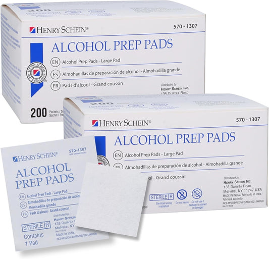 Large Alcohol Prep Pads (2 Boxes, 400 Total) – 70% Isopropyl Alcohol Wipes, Individually Wrapped – 2-Ply, Textured – Skin Prep Alcohol Swabs – Sterile Pads