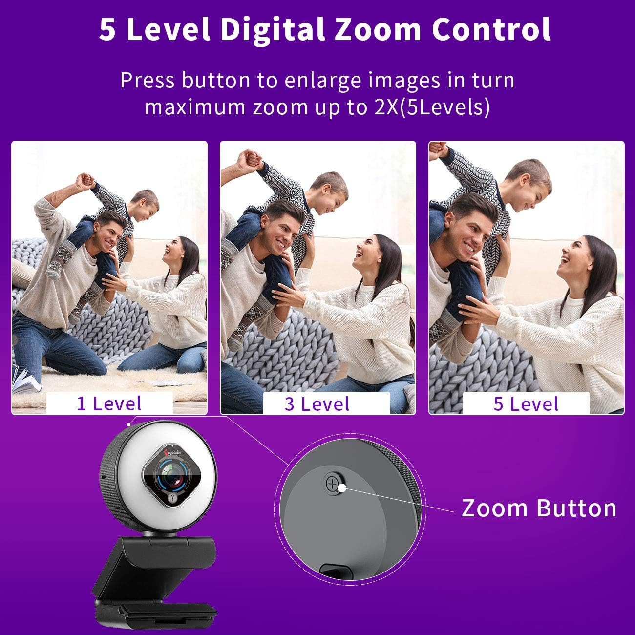 Angetube Streaming Webcam 1080P with Ring Light - HD Web Camera with Digital Zoom Autofocus for Computer PC Laptop Mac 962 USB Web Cam for Gaming Xbox Google Meet