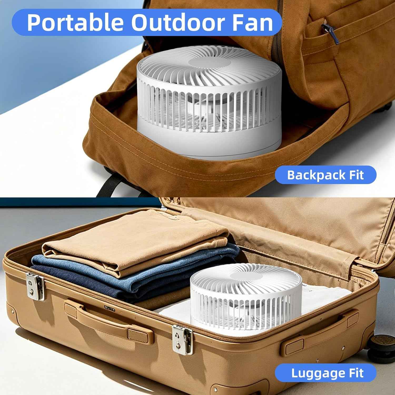 Desk Fan, 8-Inch Folding Portable 5400mAh Battery Powered Fan USB Rechargeable, Oscillating Super Quiet Desk Fan with 4 Speeds, Adjustable Height & Head Angle for Bedroom, Office, Outdoor
