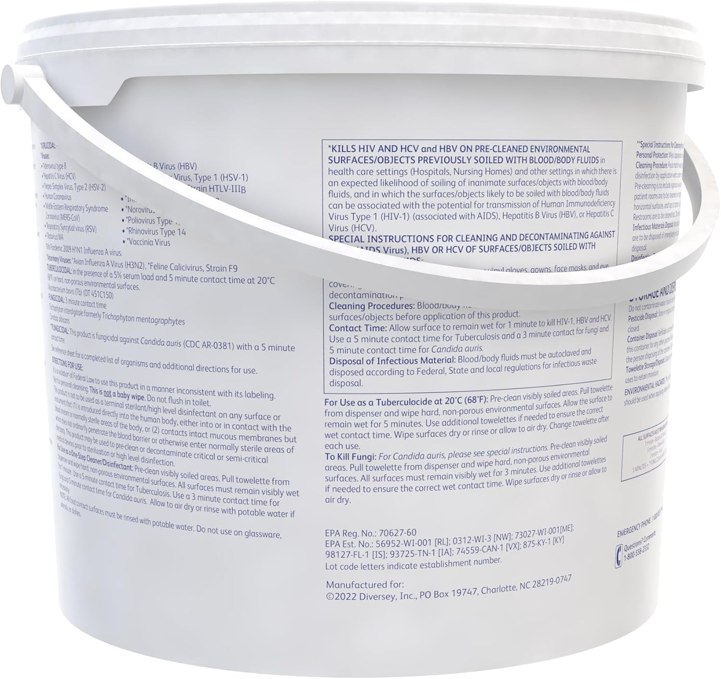 Oxivir Diversey Tb 5627427 Ready-to-Use Disinfectant Cleaning Wipes, Accelerated Hydrogen Peroxide, 11x12-Inch Extra Large Sheets, 160-Wipes, 1-Bucket (Pack of 4)