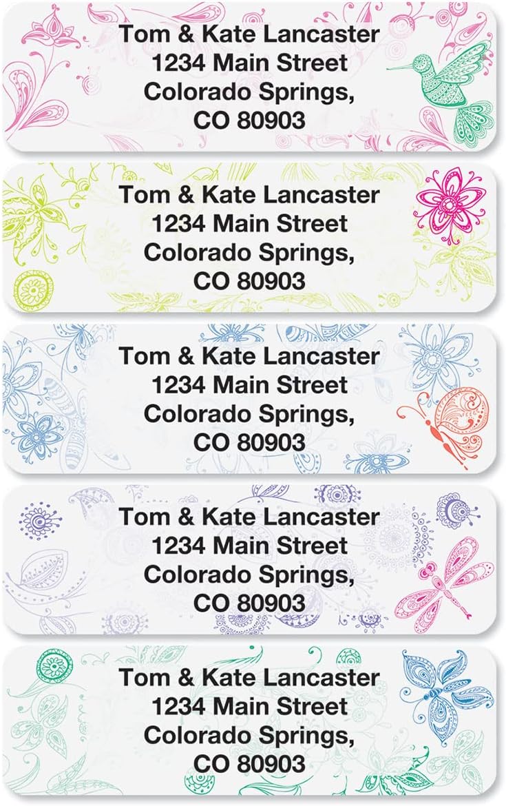 Colorful Images Flower Garden Rolled Personalized Return Address Mailing Labels with Dispenser, Customize with Name & Shipping Address, 250 ¾” x 2½” Self Adhesive, Easy Peel Label Roll - Lumora Desk