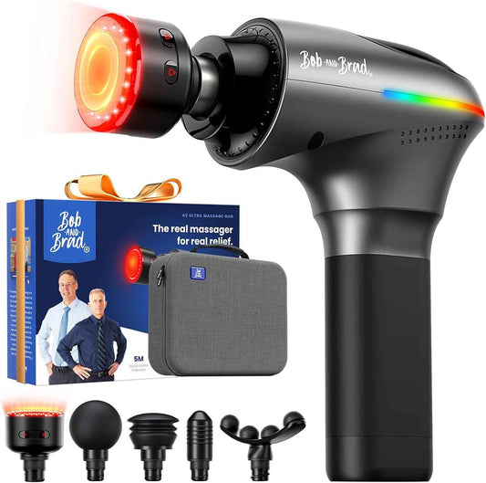 BOB AND BRAD A2 Ultra Deep Tissue Massage Gun with Red Light & Infrared Heat, FSA-HSA Eligible, Pro Percussion Muscle Massager for Athletes, Back, Leg & Full Body Pain Relief with Smart Force Sensor