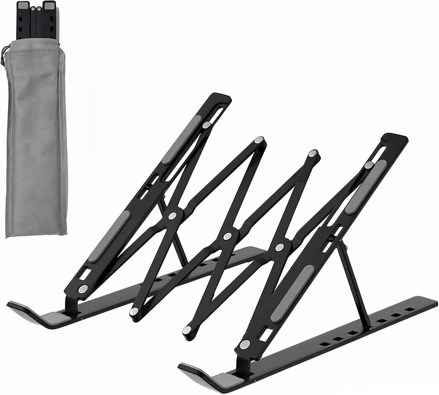 Laptop Stand for Desk, Adjustable 7-Level Aluminum Riser, Ergonomic Notebook Holder, Portable Foldable Laptop Stands Travel for 10-17” Laptops, MacBook, Notebook (Black)