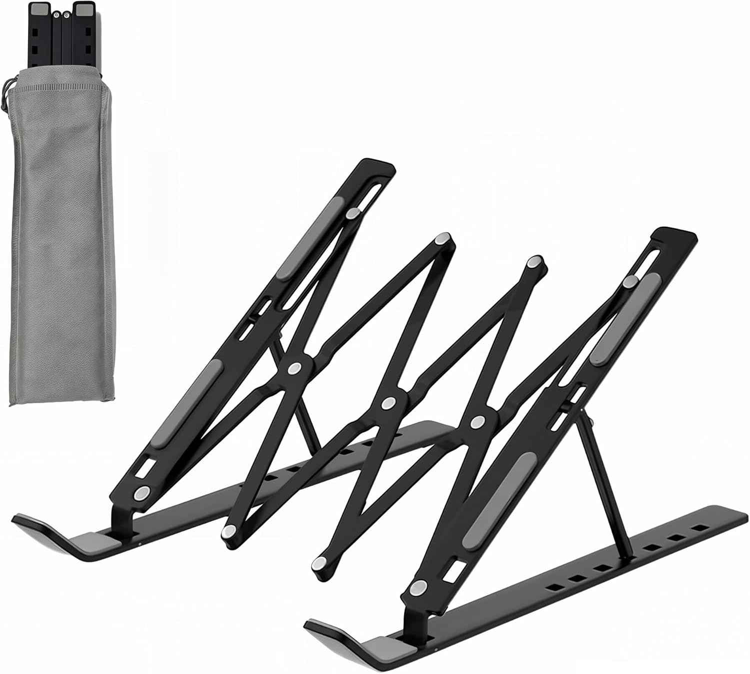Laptop Stand for Desk, Adjustable 7-Level Aluminum Riser, Ergonomic Notebook Holder, Portable Foldable Laptop Stands Travel for 10-17” Laptops, MacBook, Notebook (Black)