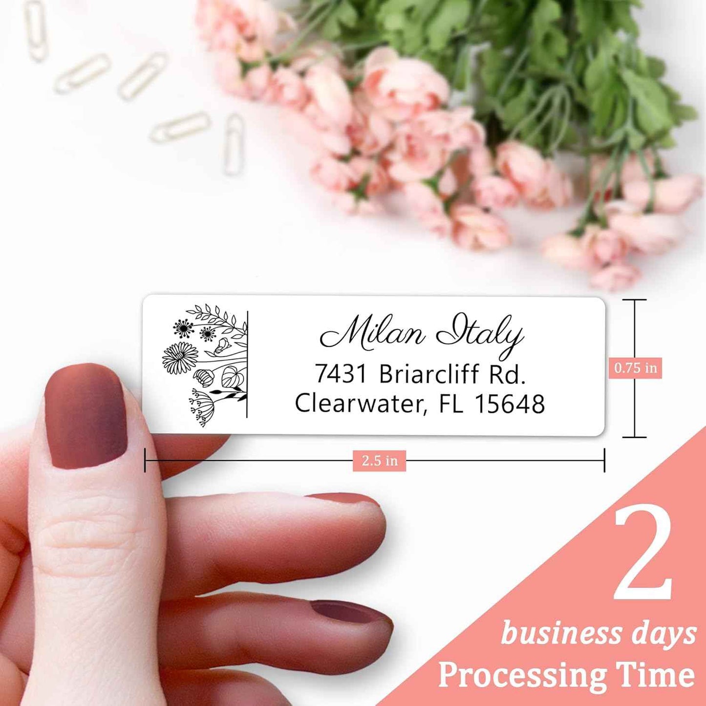 Personalized Return Address Labels - High Gloss Custom Mailing Labels on Sheets - Self-Adhesive Return Stickers for Envelopes with Crisp Printing Design (50-1000)