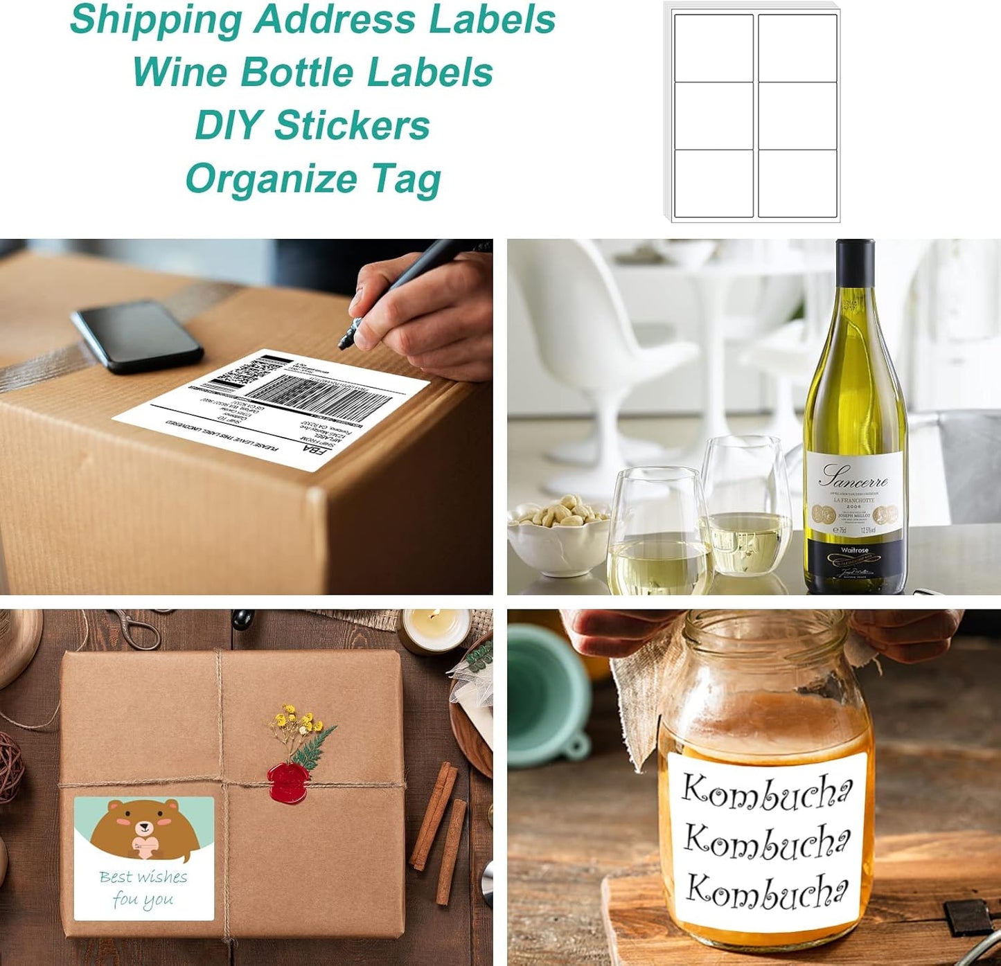 MFLABEL 3-1/3" x 4" FBA Address Labels, 6-Up, White, Easy Peel, Laser/Ink Jet Printer Compatible, 6 Per Page (24000 Labels, 4000 Sheets)