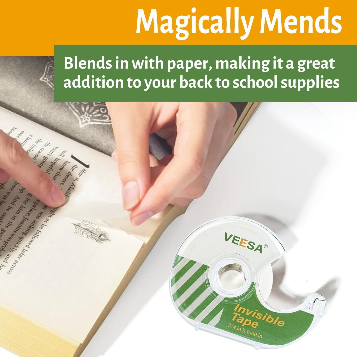 VEESA 12 Rolls Invisible Tape with Dispenser, 3/4 x1000 Inches, Gift Wrapping Tape for Label & Mend, Classroom, Office, School Supplies - Lumora Desk