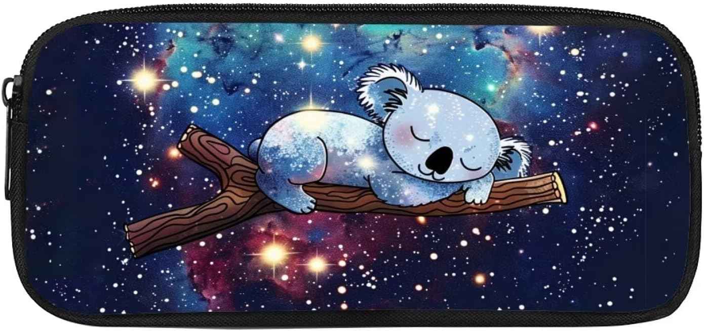 Upetstory Galaxy Koala Pencil Case for Kids Girls 4-6 8-10 14-16 School Pencil Pouch Pen Bags Washable Pencil Holder Portable Carrying Case Women Cosmetic Bags School Office