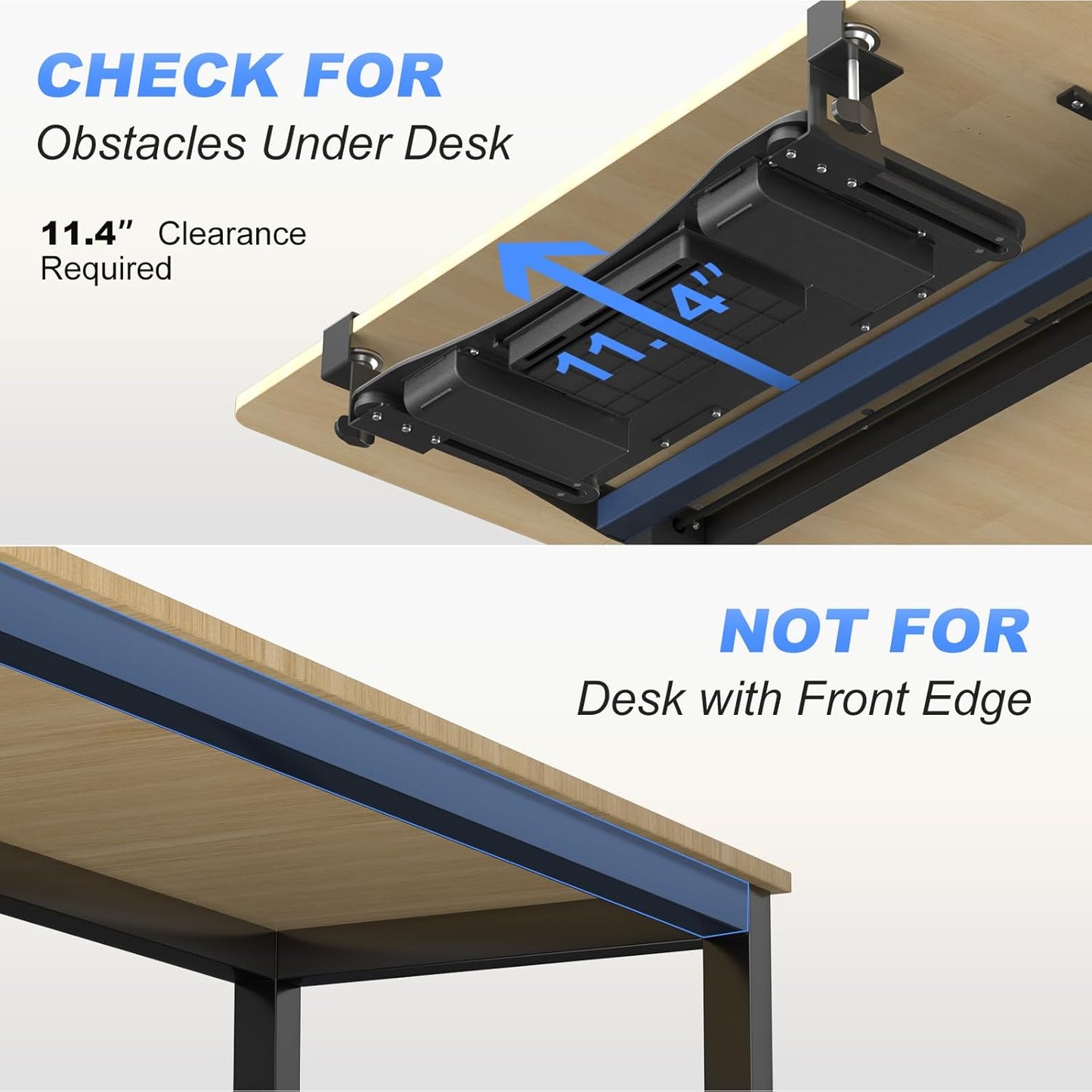 suptek Under Desk Keyboard Tray with Storage Drawer – 26.7" x 11.8" Large Workspace, Heavy-Duty C-Clamp Mount, Adjustable Height, Easy Installation – Perfect for Home Office, DSF6CT