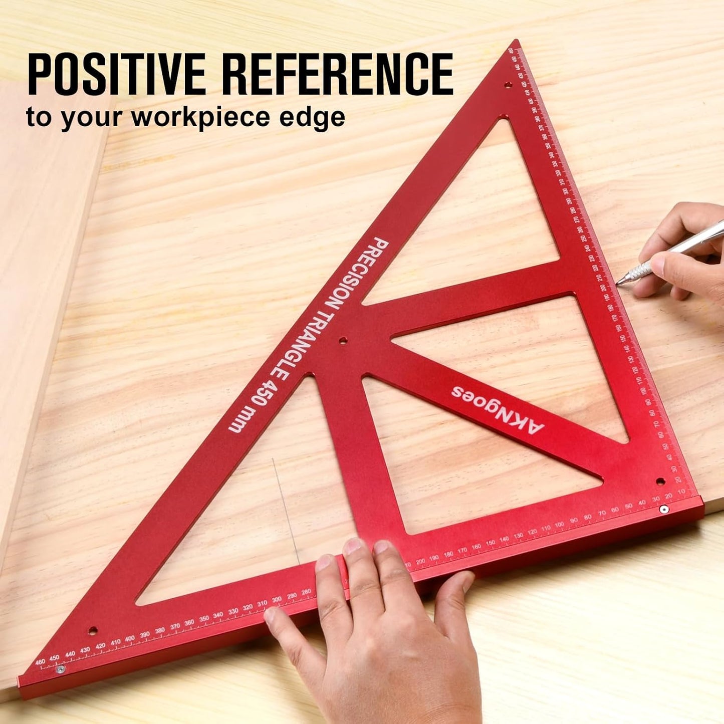 Precision Triangle Square 18inch, Metric & Imperial Scale Framing Square for Precise 90 and 45-Degree Measurement, Aluminum Alloy Architect Ruler for Carpenter