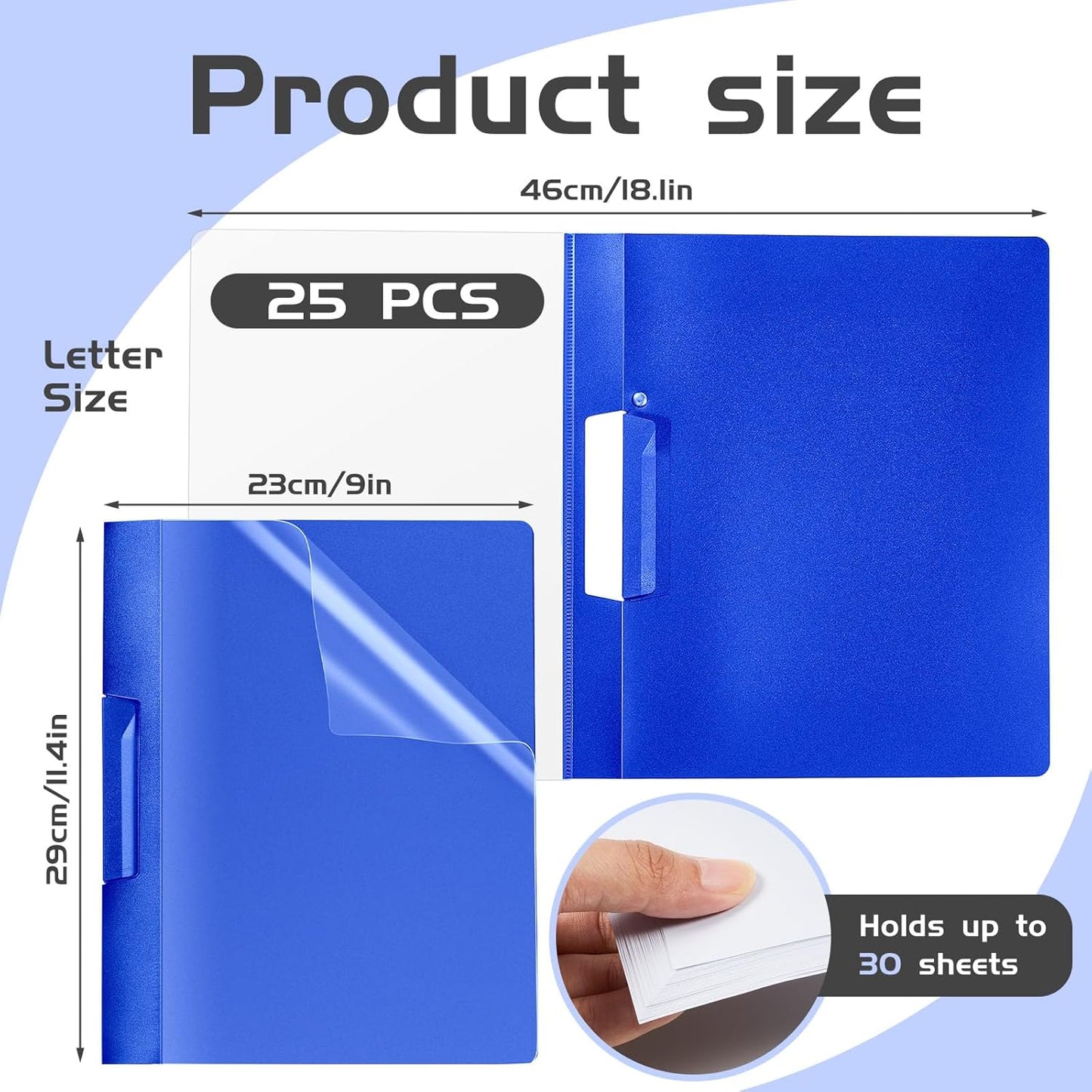 Maitys 25 Pack Clear Report Covers with Clip 11.4 x 9 Inch Presentation Folders Transparent Front Cover Portfolio Folder Resume Folder Interview Report Folders for Letter Size(Multicolor)