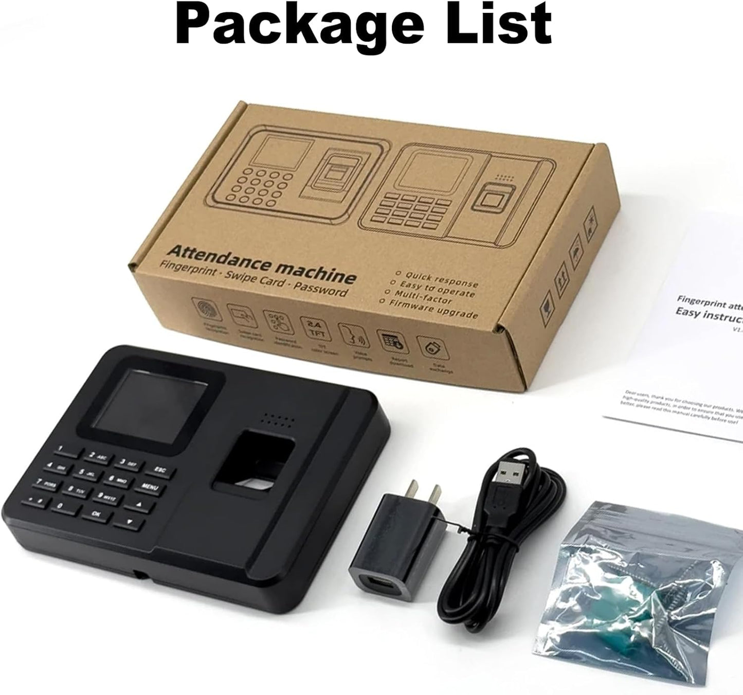 Time Clocks for Employees Small Business, Fingerprint + PIN, Biometric Clock in and Out Machine for Employees, No Monthly Fee, No Software Required
