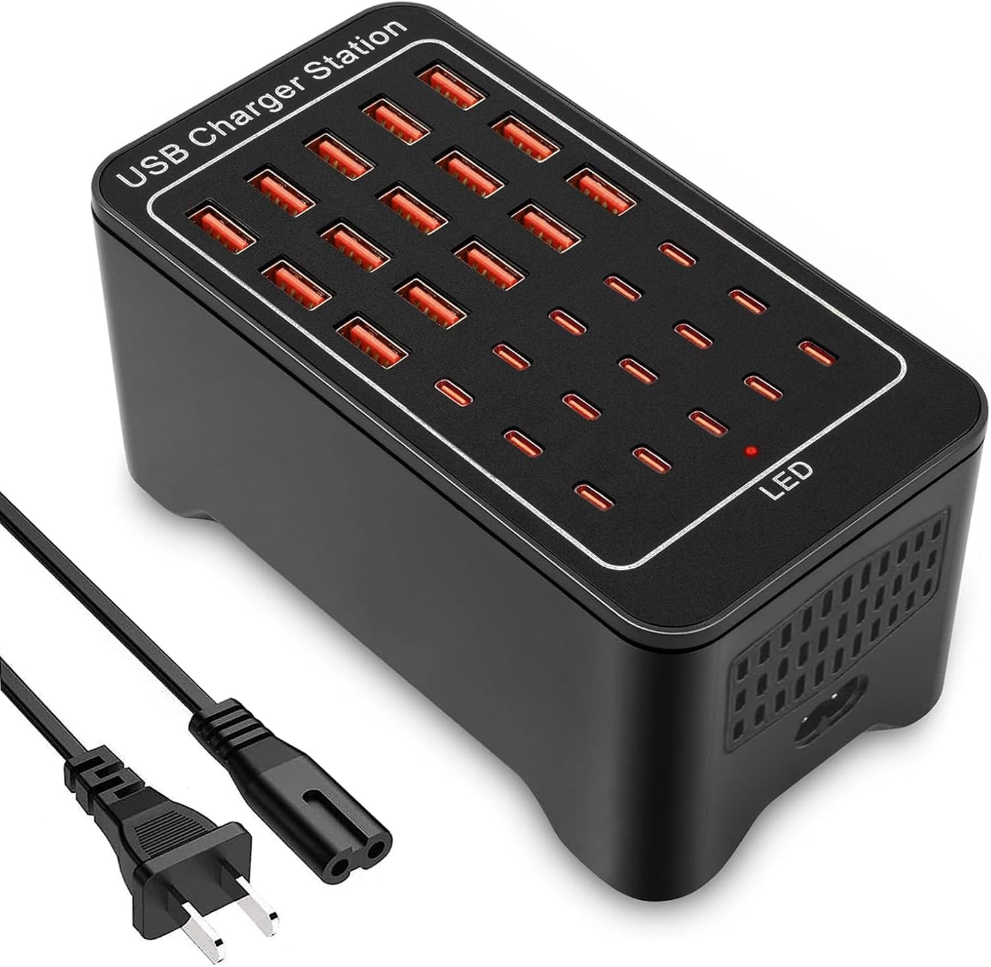 Charging Station, USB C Charger Block, 150W 30-Port【15USB-C + 15USB-A】, Travel Charger Station Fast Charger Desktop USB Wall Charger Compatible iPhone, iPad, Tablets, Smartphones
