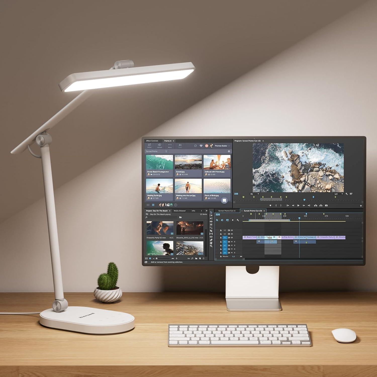 Honeywell Desk Lamp for Home Office, H4 Sunturalux™ Eye-Caring LED Desk Light, 700LM Dimmable Desk Lamp with Timer, Adjustable Desk Reading Light, Touch Auto Dimming Table Lamp for Study, Bedroom - Lumora Desk