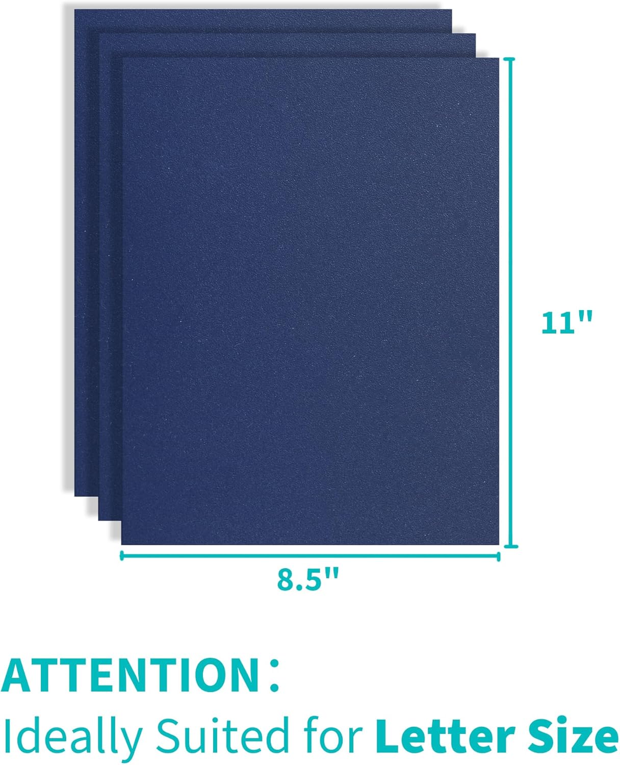 Binditek 100 Pack 12 Mil Sand-Textured Polycover, Midweight Binding Front and Back Covers, Lightly Sanded Finish, 8-1/2" x 11", Square Corners, Un-Punched, Navy, Office Supplies