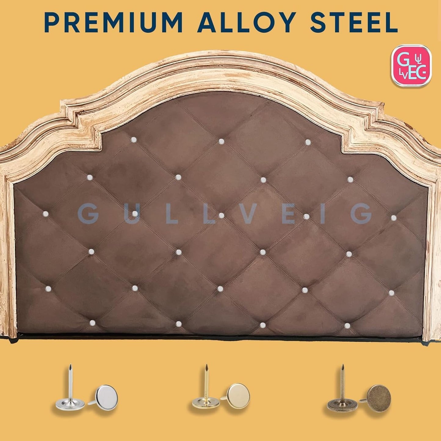 Gullveig Silver Push Pins and Thumb Tacks: Heavy Duty Flat Upholstery, Long Carpet Tacks, and Decorative Nails for Wood and Fabric, 30 Count