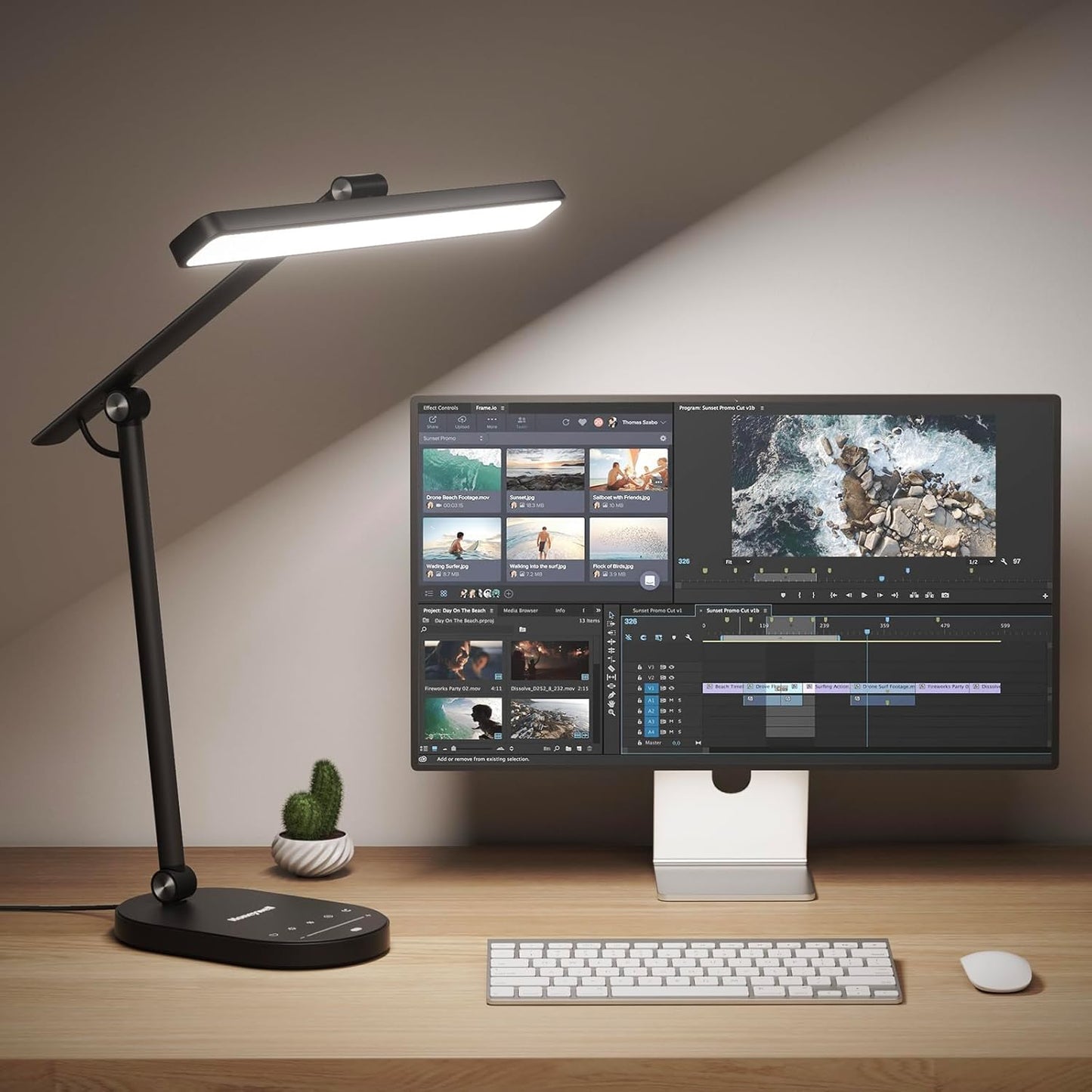 Honeywell Desk Lamp for Home Office, H4 Sunturalux™ Eye-Caring LED Desk Light, 700LM Dimmable Desk Lamp with Timer, Adjustable Desk Reading Light, Touch Auto Dimming Table Lamp for Study, Bedroom - Lumora Desk