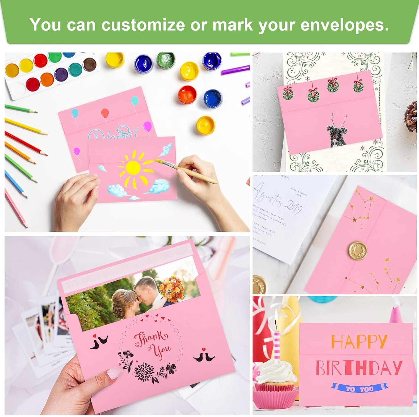 70 Packs A4 Envelope, Pink A4 Envelopes, 4x6 Photo Envelopes for Invitations, Envelopes Self Seal for Weddings, Baby Shower, Photos, Postcards, Greeting Cards, Mailing - Lumora Desk