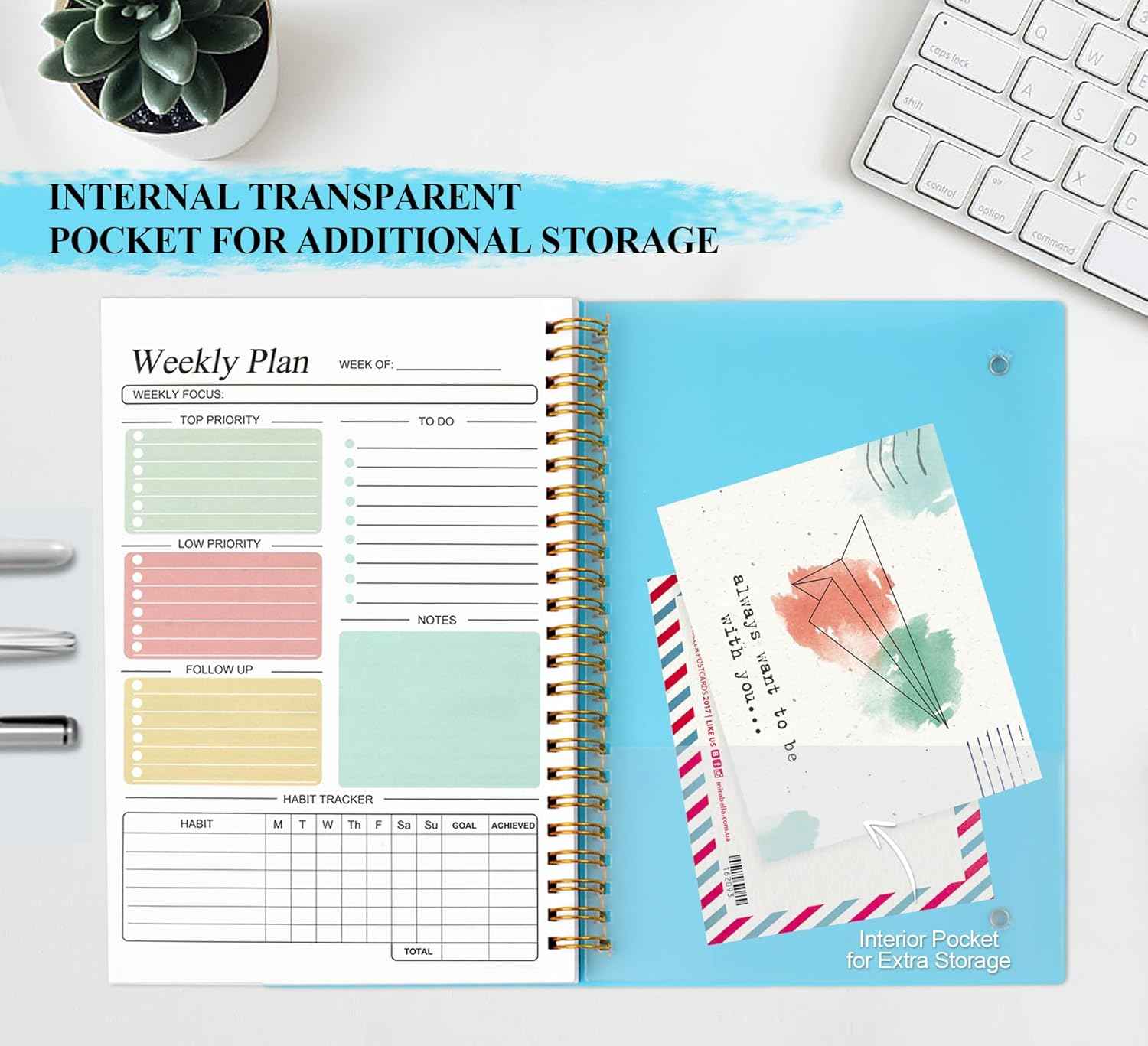 Utron A5 Weekly Planner - Undated Daily To Do List Planner, Weekly Goals Notebook for Office/Business and Students
