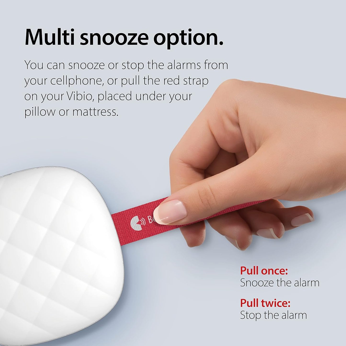 Bellman & Symfon Vibio Bluetooth Bed Shaker – Silent Vibrating Travel Alarm Clocks for Heavy Sleepers – Portable Rechargeable Clock with Multiple Alarms, Call and Message Alerts Easy to Pack for Trips