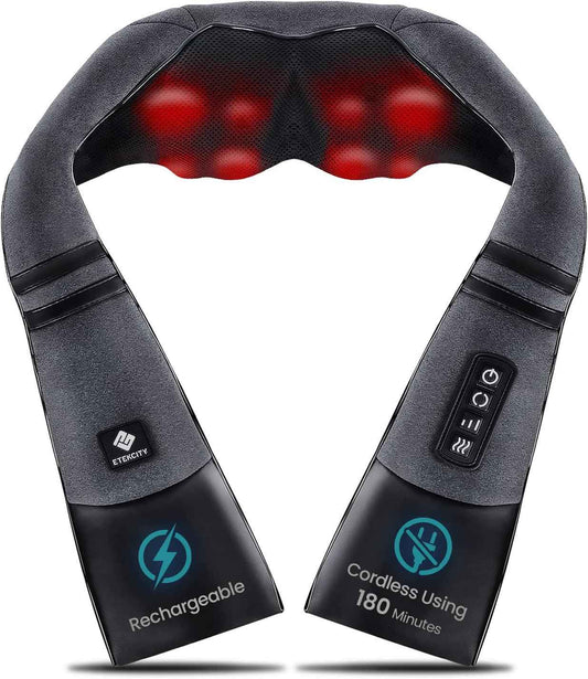Etekcity FSA Eligible Cordless Neck Massager with Heat for Pain Relief Deep Tissue, FSA Wearables, Rechargeable Shiatsu Back Shoulder Massage Tool, Best Gift for Mother, Father, HSA Items