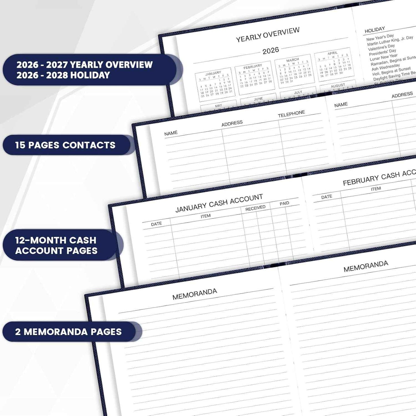 2026 Daily Planner - Daily Planner One Page Per Day, Planner 2026, JAN 2026- DEC 2026, Page A Day Calendar, Agenda for 365 Days, 2026 Planners for Organizing, 5.8" x 8.4", Blue