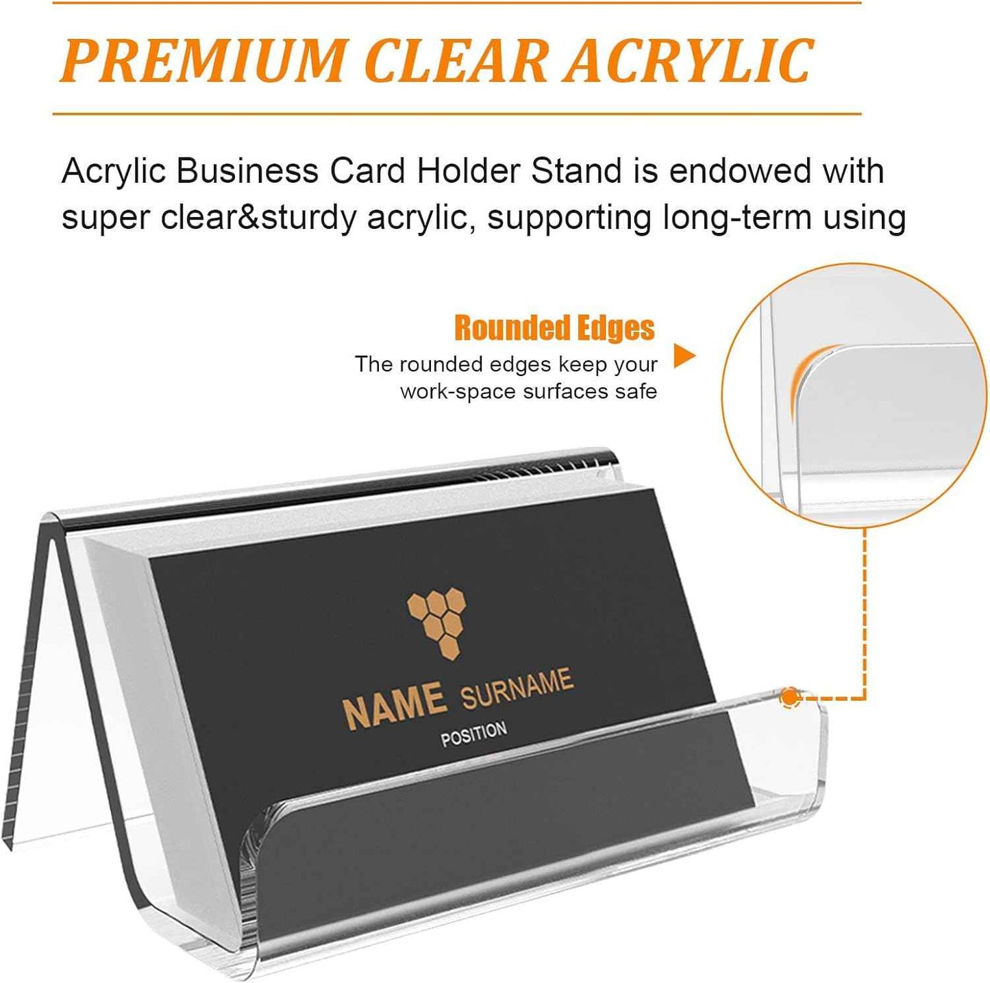 Acrylic Business Card Holder for Desk, Business Card Stand Desktop Business Card Holders for Exhibition，Office Acrylic Business Card Stand Display ，Capacity: 50 Cards （3 Pack）…
