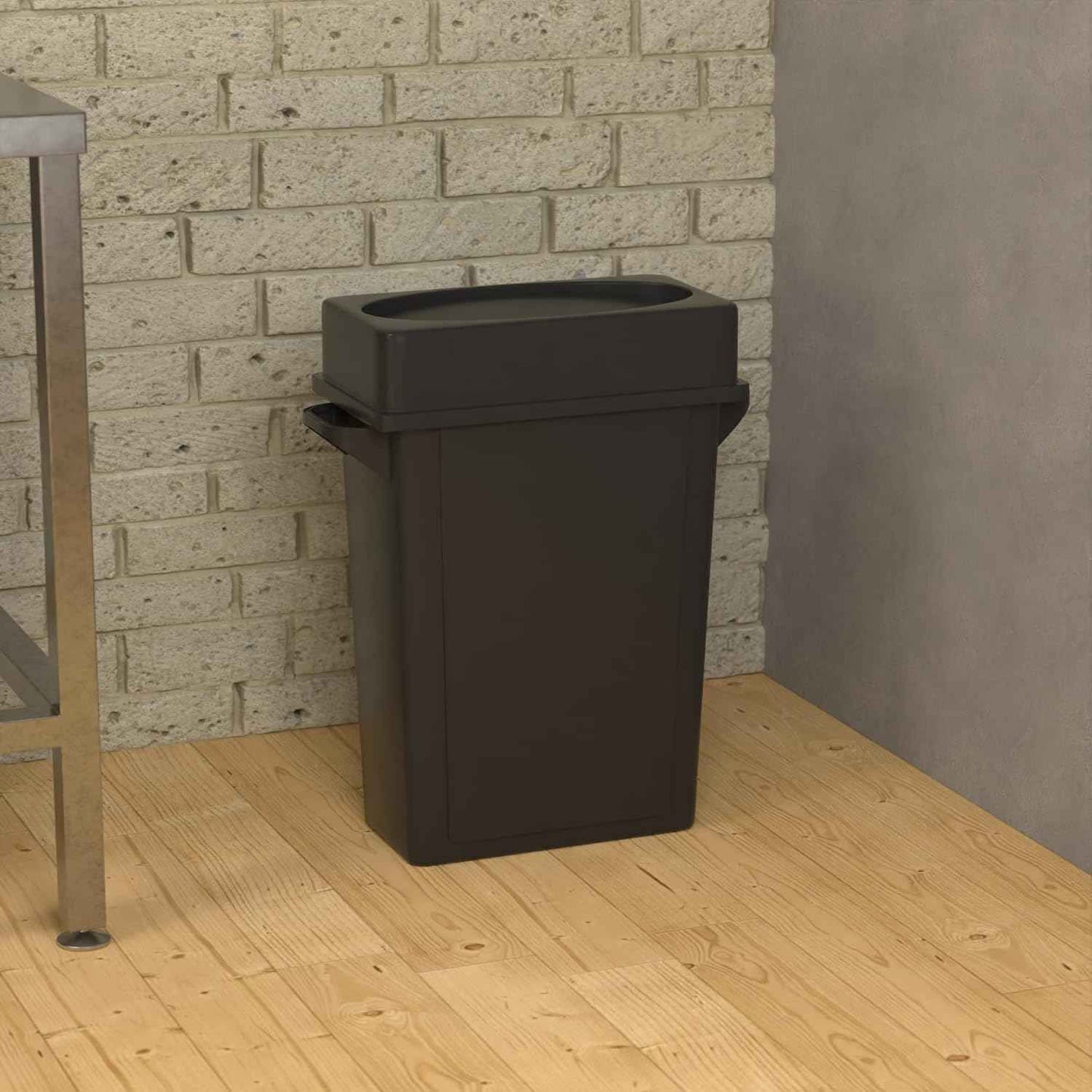 16 Gallon Black Slim Jim Trash Can with Drop Shot Lid