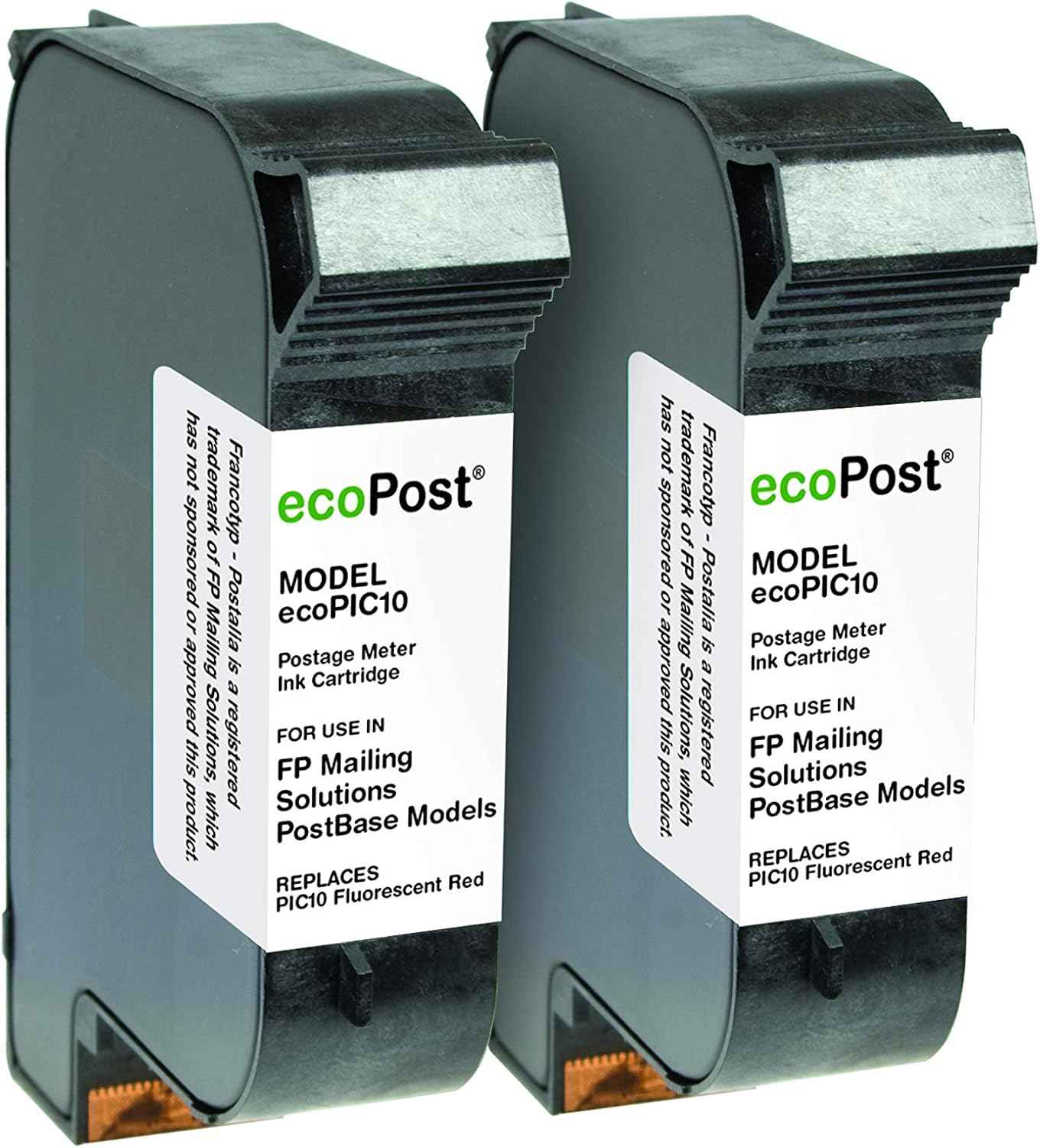Clover ecoPost Replacement Postage Meter 2 Pack Ink Cartridge for FP Mailing Solutions PIC10 | Flourescent Red