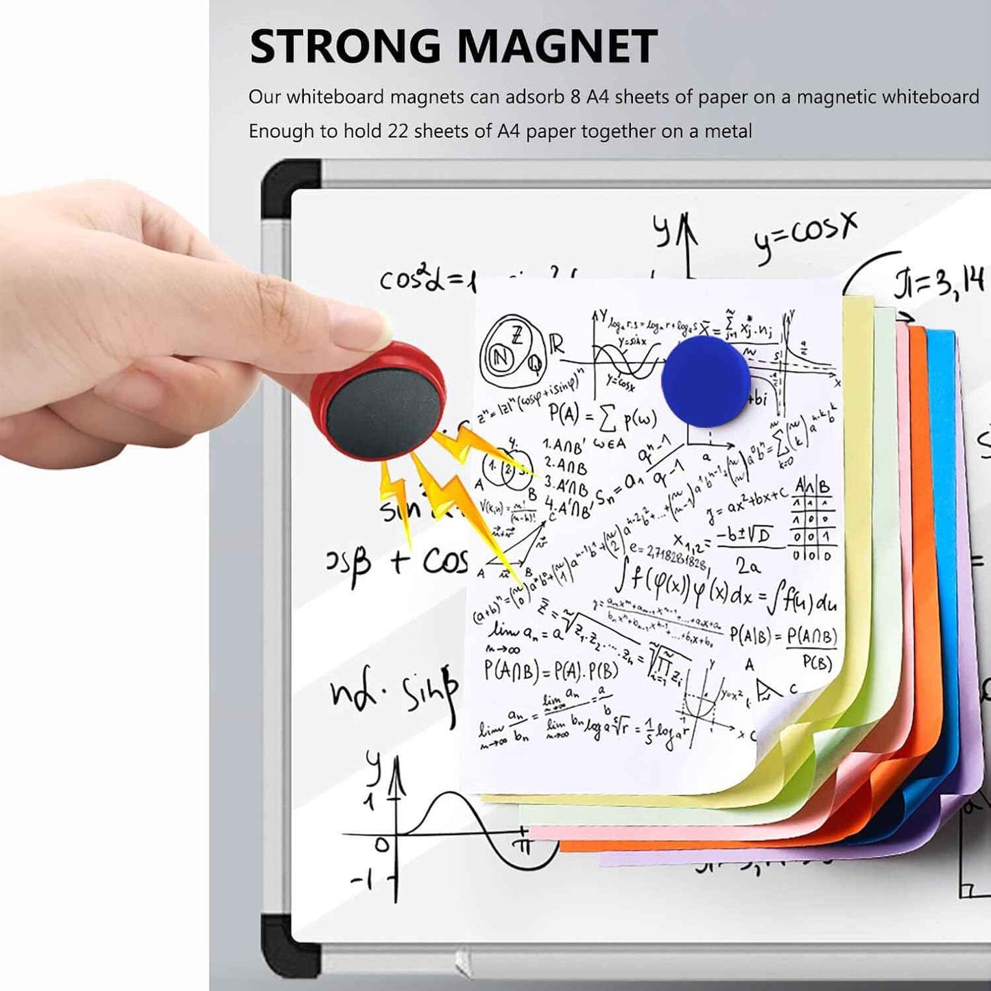 Fridge Magnet Super Strong,12 Pack Heavy Duty Refrigerator Magnets for Whiteboard Classroom, Colorful Decorative Round Cute Magnets for Locker Home School Office