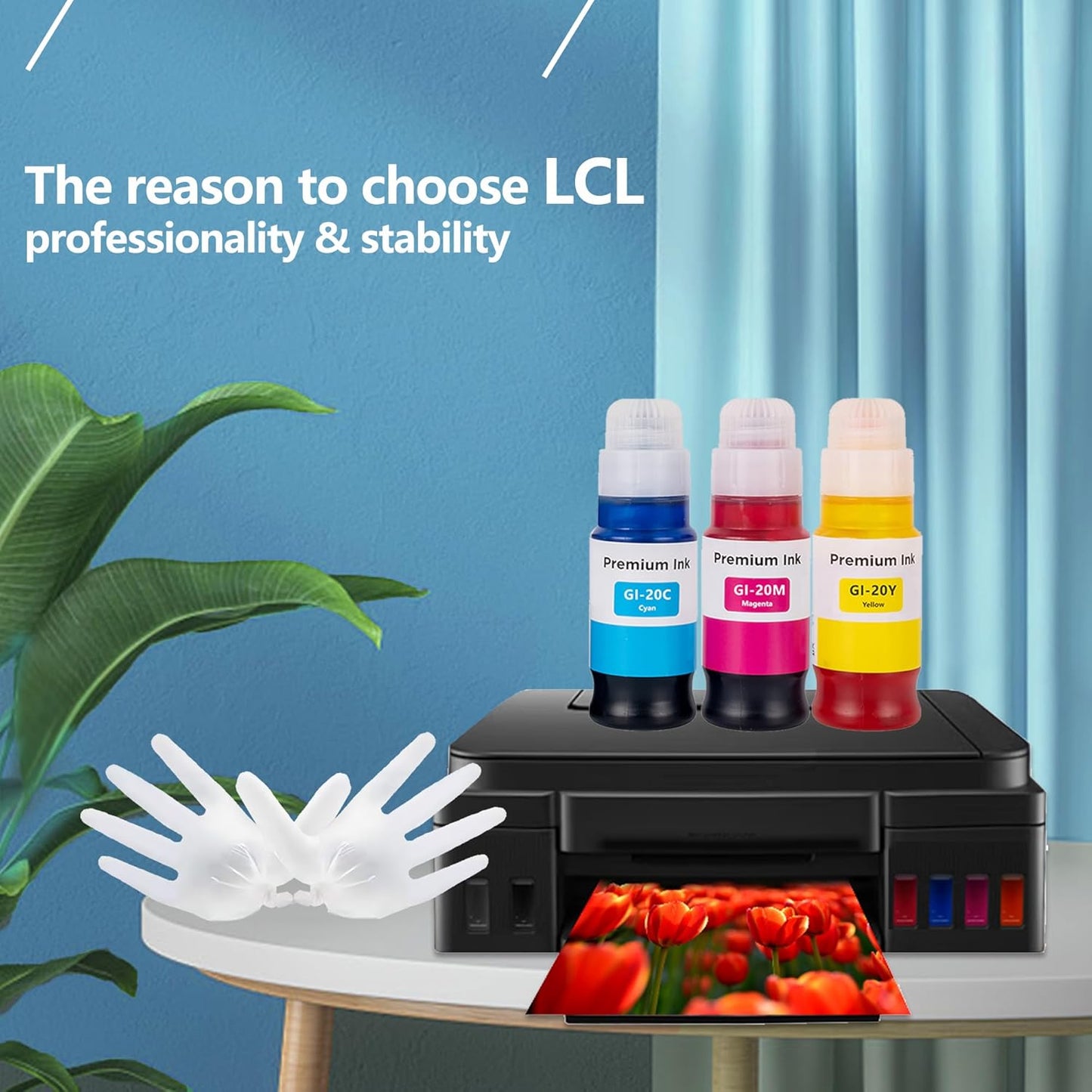 LCL GI-20 GI20 Ink Bottles Replacement for Canon 20 GI20 GI-20 Ink Refill Bottles Compatible with Canon PIXMA G5020 G6020 G7020 Printer (3-Pack,Cyan Magenta Yellow)