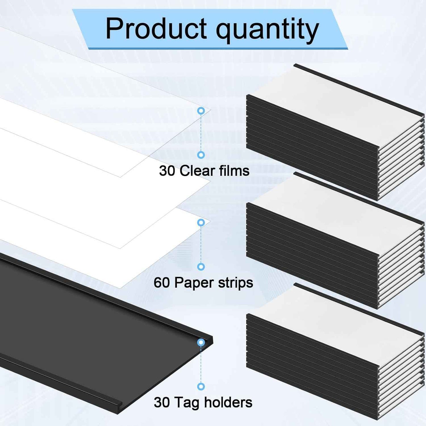 Fainne 30 Pcs C Channel Magnetic Label Holder 4 x 2 inches with White Card Inserts Clear Plastic Protectors Shelf Labels with Magnets Name Tags Magnetic Tool Labels for Metal Whiteboard Rack